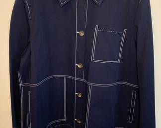 LAFAYETTE 148 Blue Topstitched Casual Jacket - Size XXL
