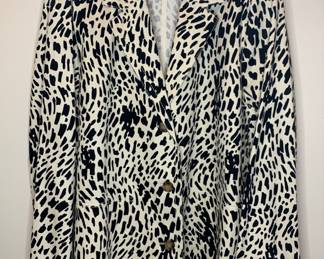 LAFAYETTE 148 Black & Off- White Print Blazer - Size XXL