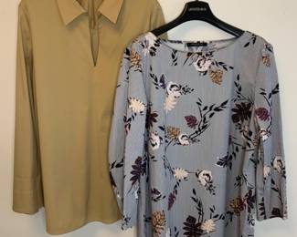 LAFAYETTE 148 Shirt Pair "R" Brown Solid & Multi Floral Print - Approx. Size XL