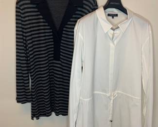 LAFAYETTE 148 Shirt Pair "O" Black/Grey Knit & Crisp White - Size XL/XXL - Runs Small