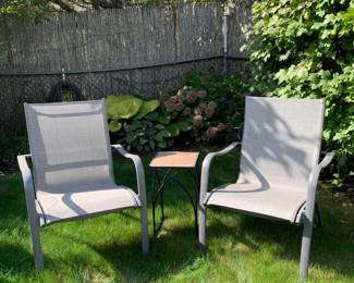 SUNBRELLA Plus Size Patio Chairs + Table