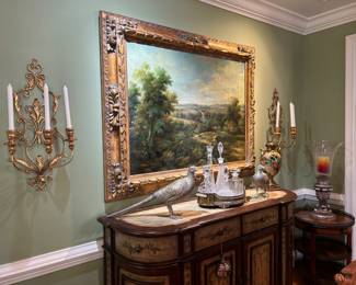 A large oil on canvas landscape by J. Robinson.