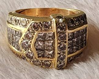 14kt 2ct diamond buckle ring