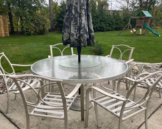 Patio furniture with umbrella stand 