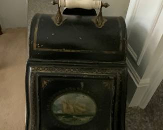 Antique metal fireplace holder.   Very rare. 