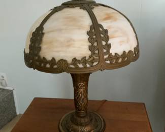 Antique slag glass lamp