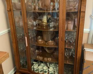 Old English oak china cabinet. 1900’s