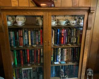 Mint condition craftsman style solid oak book case with glass doors.  