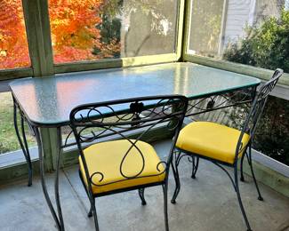 Vintage Wrought Iron Table and 4 Chairs