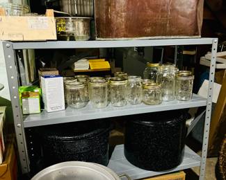 Canning jars, pressure cookers,  and other canning items 
