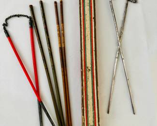 Vintage chopsticks, including silver pair (R)