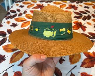 Masters straw hat with lapel pins dating from 1992 to 1999