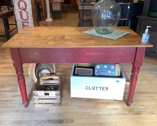 Farm table legs painted red