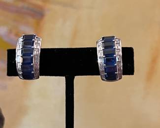 White gold, sapphire & diamond earrings