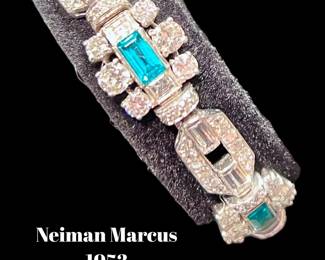 Neiman Marcus 1950’s platinum, diamond and emerald bracelet