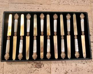 .950 French mother of pearl fish knives