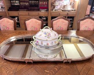 Three piece antique silver plateau