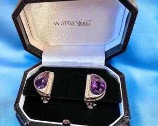 18k amethyst & diamond earrings