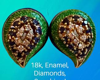18k, enamel, diamonds and blue sapphires