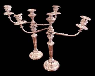 Pair of plated candelabras