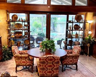 Don Ruseau game table and 4 game chairs on casters