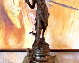 Antique clock and matching candelabras