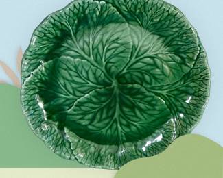 Cabbage leaf majolica service plates - lots of them!