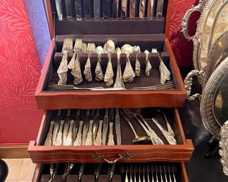 One of (2) enormous sets of Wallace “Rose Point”