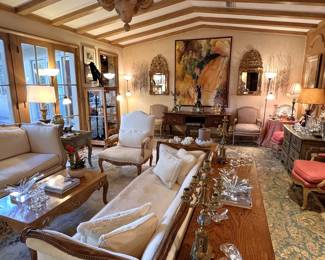 Antique mirrors, Don Ruseau furniture, French antiques, Baccarat, Oriental rug