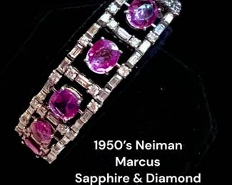 1950’s Neiman Marcus pink sapphire & diamond bracelet