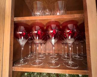 Ruby cut to clear crystal goblets