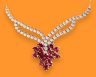 14k ruby and diamond necklace