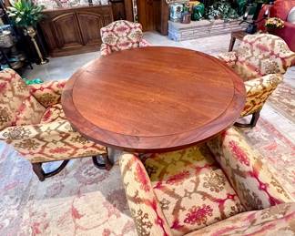 Don Ruseau game table; Don Ruseau rolling game chairs