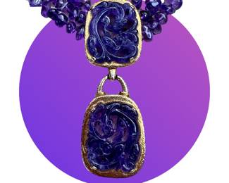 Vintage David Webb amethyst and diamond large drop necklace with custom David Webb extender