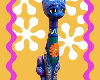 Mid-Century Mexican ceramic cat figurine