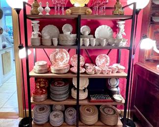 Royal Crown Darby “Red Aves”, Limoges, Portuguese reticulated plates.  There are 30+ sets of china in this sale!