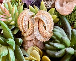 18k yellow gold, diamond and cut crystal earrings