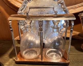 Silver tantalus with lock and key