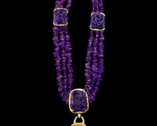 Custom David Webb 18k and amethyst necklace