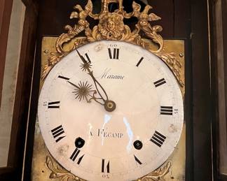 Antique French tall case clock detail