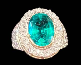 Emerald and diamond ring
