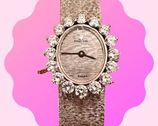18k white gold and very nice diamond Fortis Delaneau ladies watch