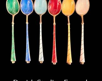 Danish enamel sterling vermeil demitasse spoons