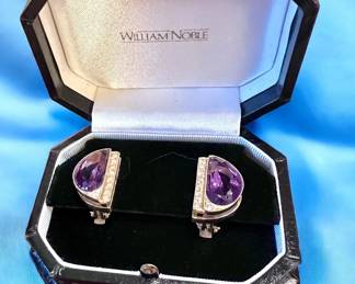 18k William Noble amethyst and diamond earrings