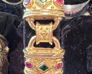 18k, pink & green tourmaline bracelet