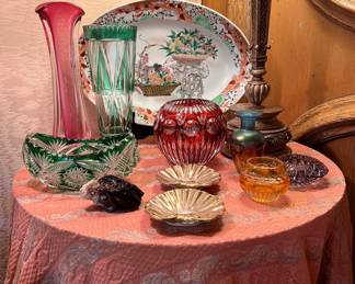 Japanese Export platter, cut to clear colored crystal