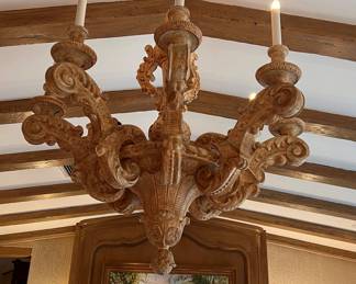 Carved French style large chandelier