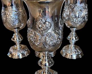 Set of (8) sterling goblets with gold interior wash.  These will be sold separately.  Two of each pattern.