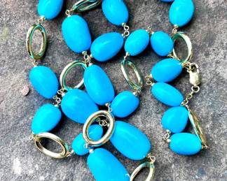 18k and turquoise long necklace