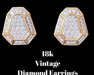18k diamond and gold earrings